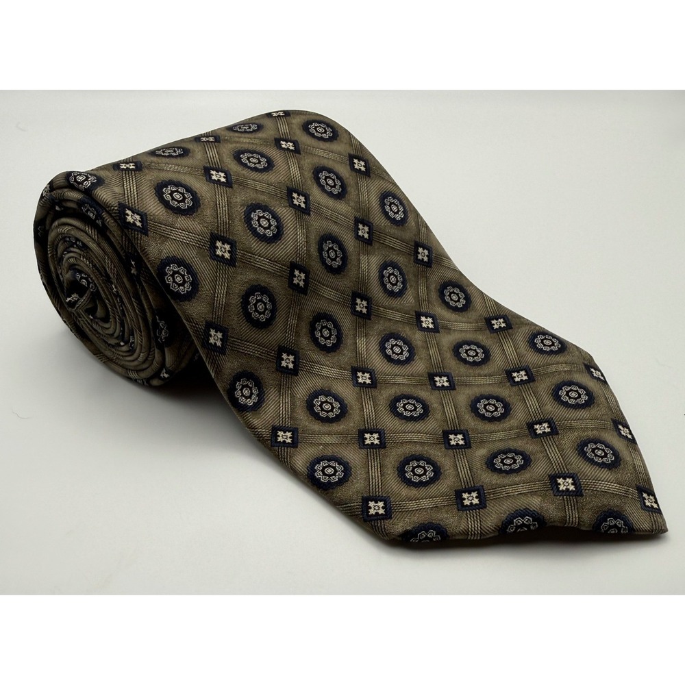 XMI Nordstrom Mens Silk Tie Geometric Medallion Hand Sewn USA-2507